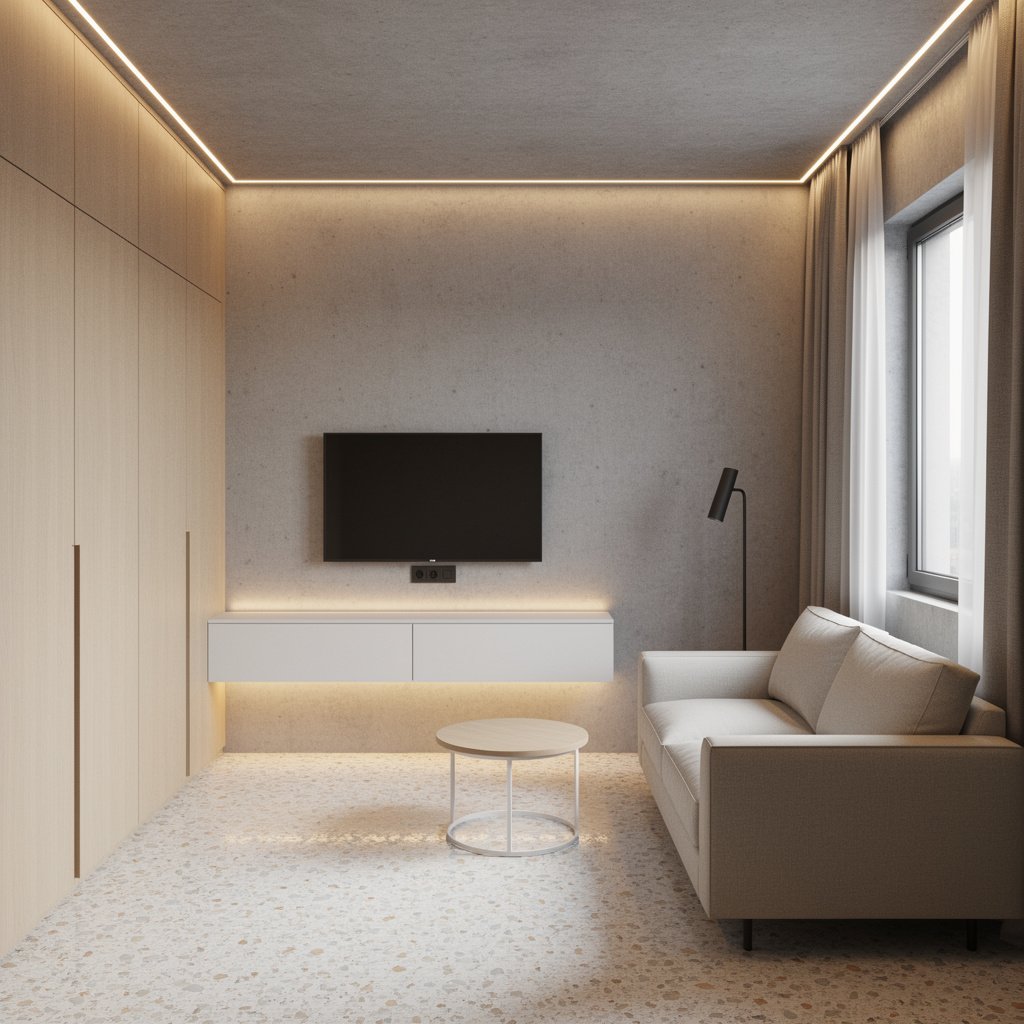 Small Apartment Soft Brutalist Living Room