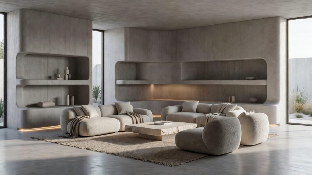 Soft Brutalist Modern Living Room
