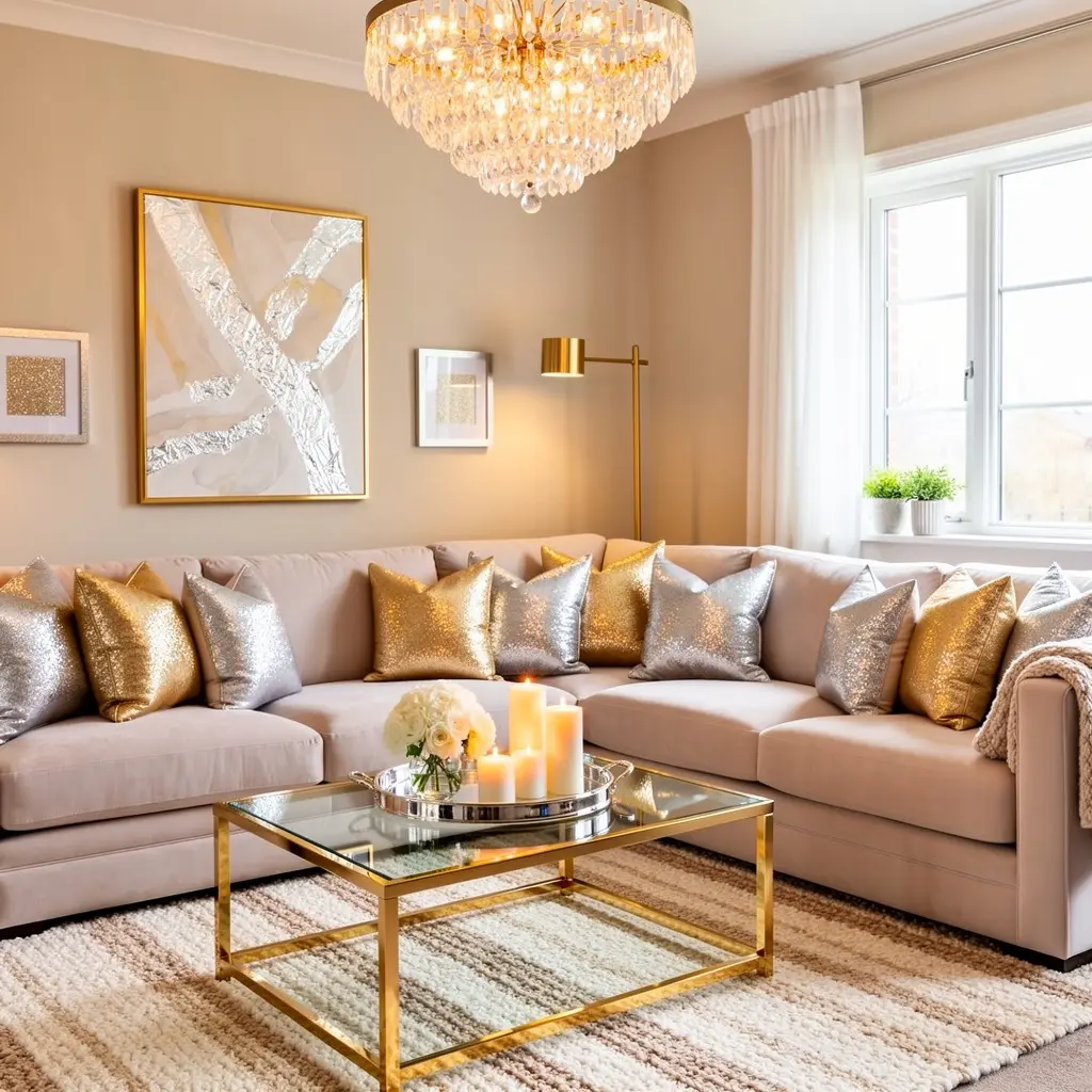 Sparkly Neutral Home Decor with Gold and Silver Touches