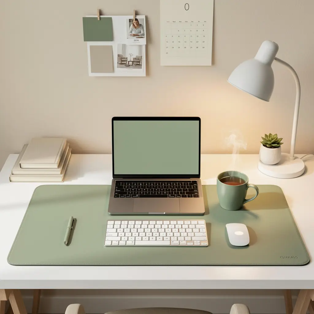 Sage Green Aesthetic Study Desk Setup