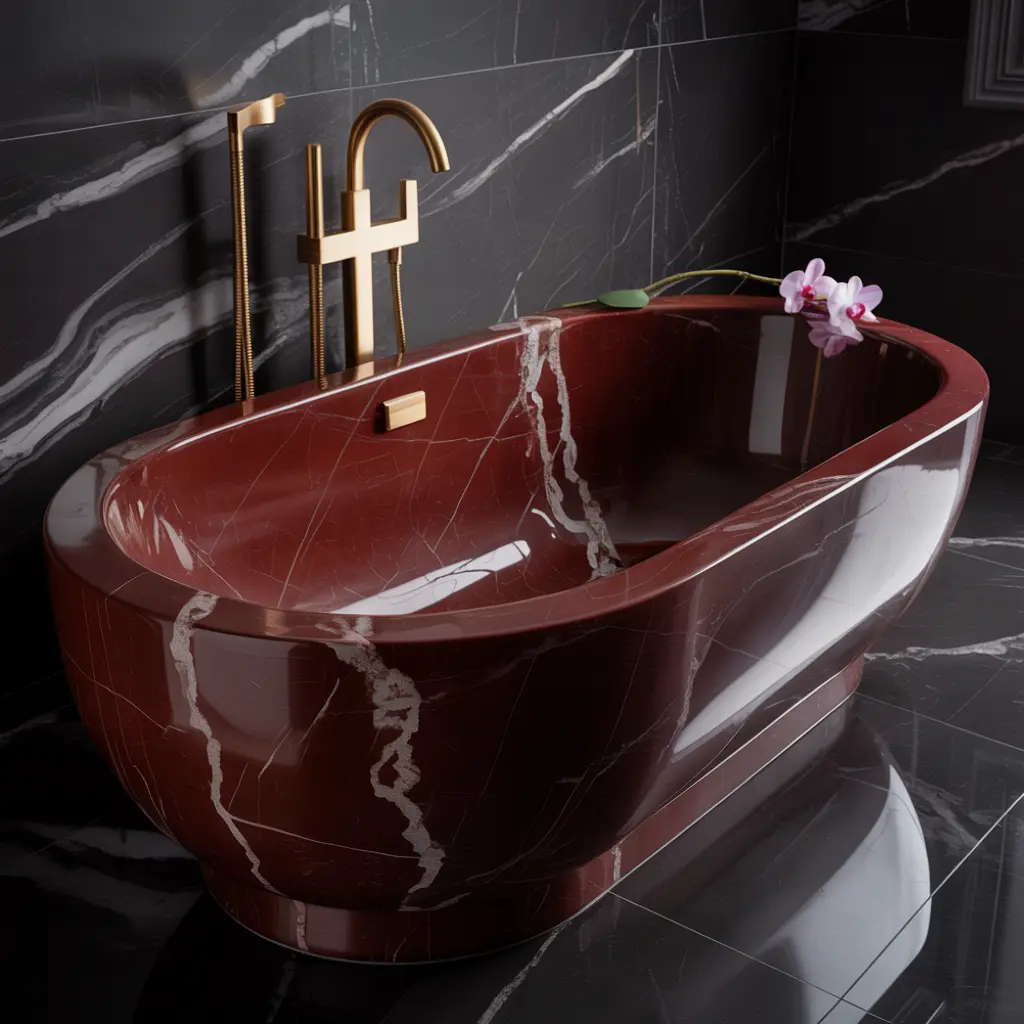 Red Marble Bathroom Decor