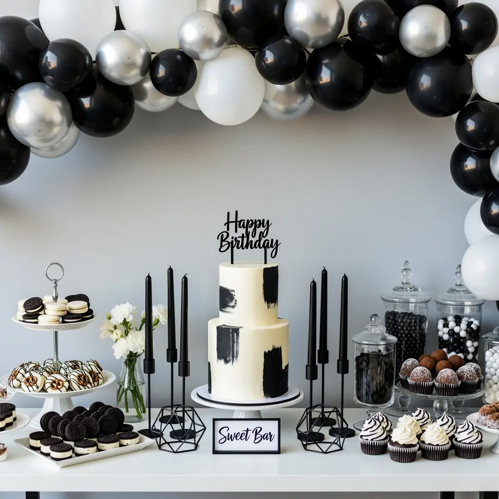 Black and White Birthday Setup Ideas