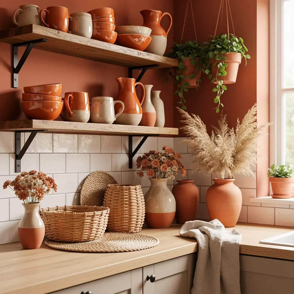 Terracotta and Ceramic Accessories Cozy Boho Kitchen