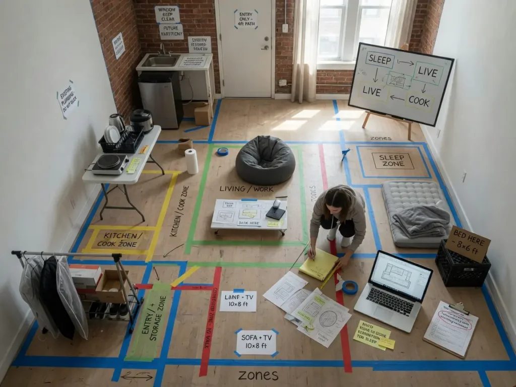 Studio Apartment Zoning Ideas Without Walls