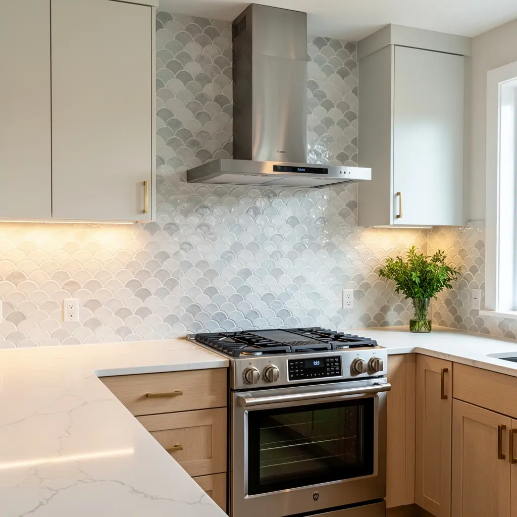 Scalloped Tile Kitchen Backsplash