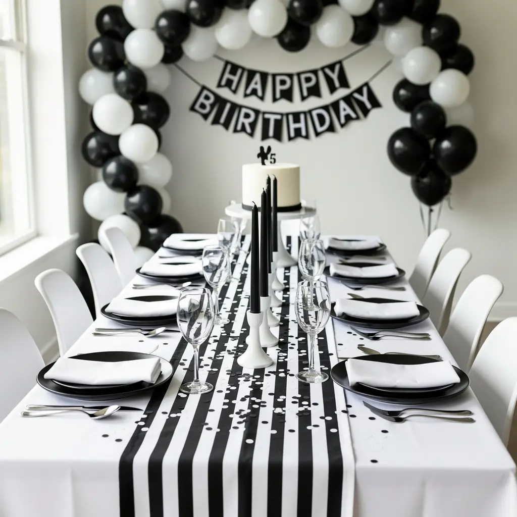 Black and White Birthday Setup Ideas