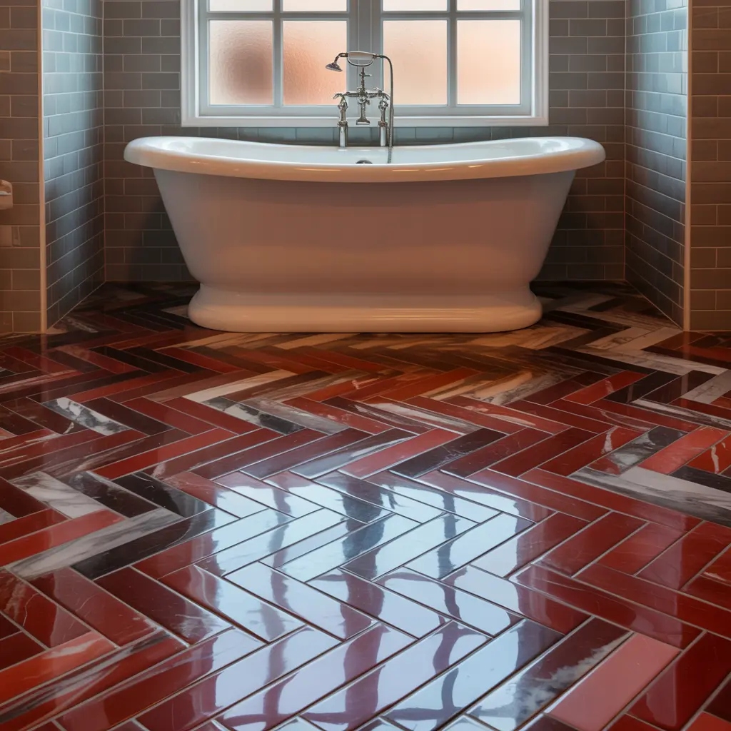 Red Marble Bathroom Decor