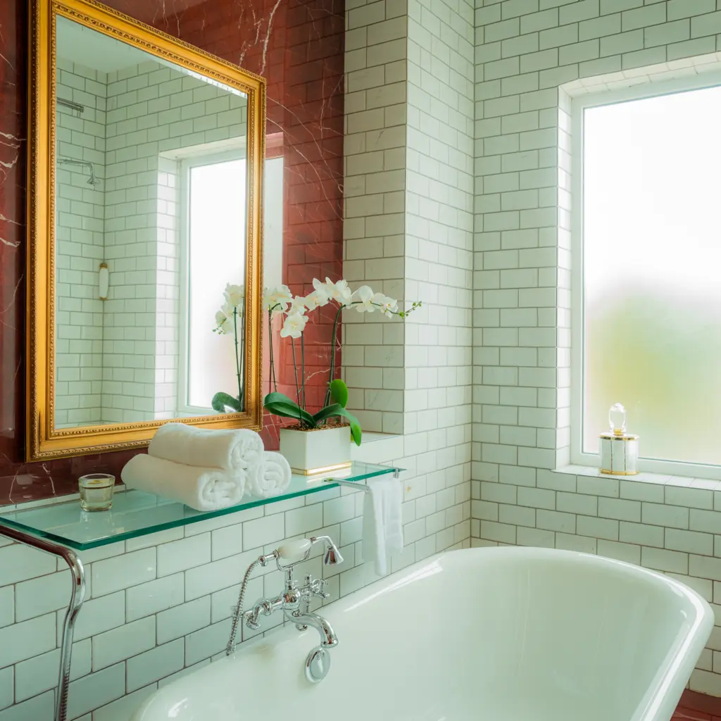Red Marble Bathroom Decor