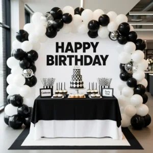 Modern Black and White Birthday Setup Ideas for an Expensive Looking Party