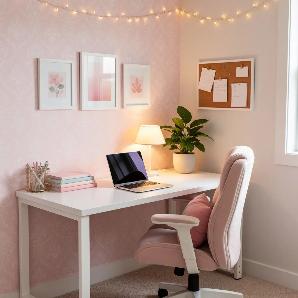 Pink Aesthetic Study Corner
