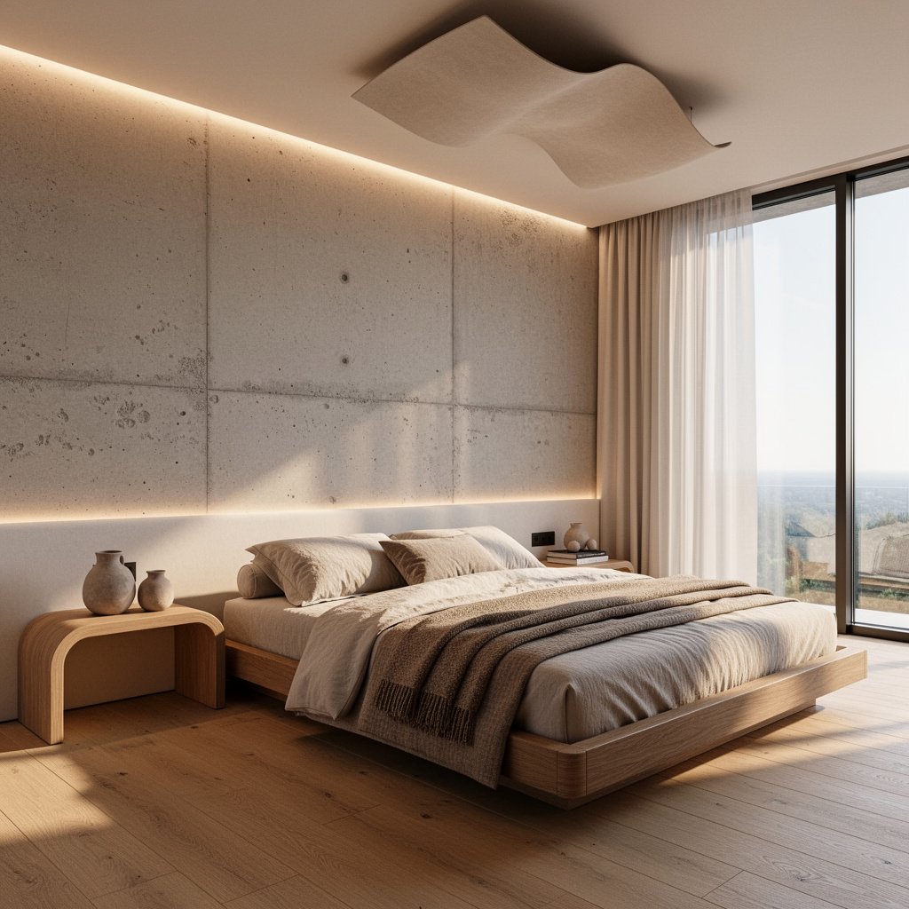 Warm Minimal Soft Brutalist Bedroom