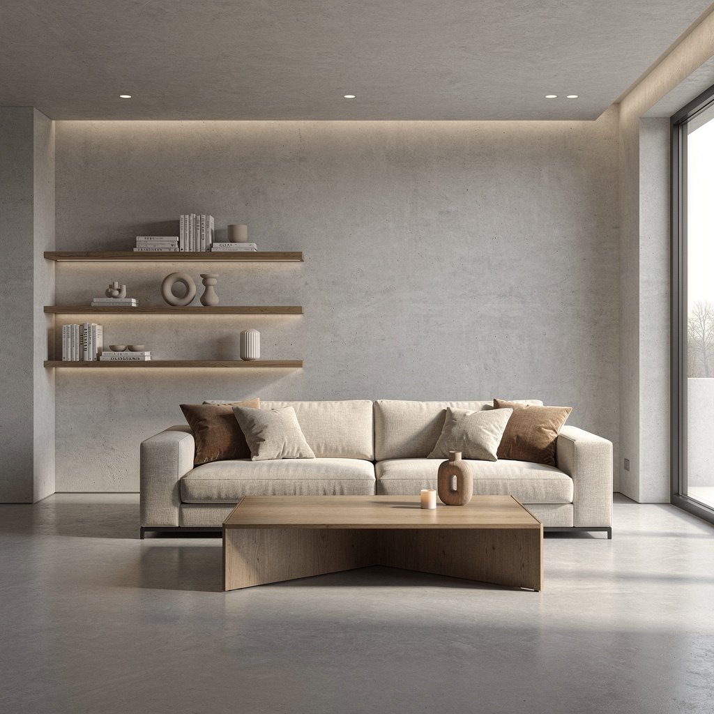 Warm Minimal Soft Brutalist Living Room