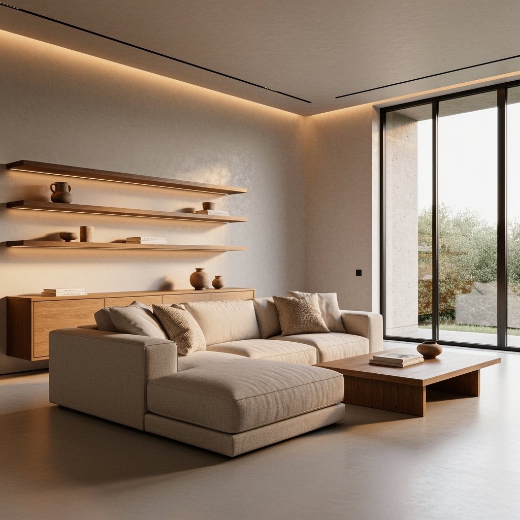 Warm Neutral Soft Brutalist Minimalist Interior