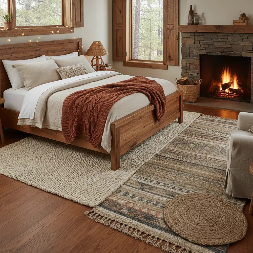 Woven and Natural Fiber Rugs cozy rustic bedroom
