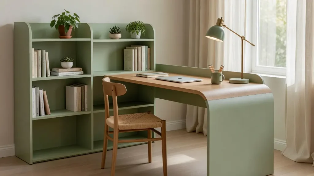 Sage Green Aesthetic Study Desk Setup
