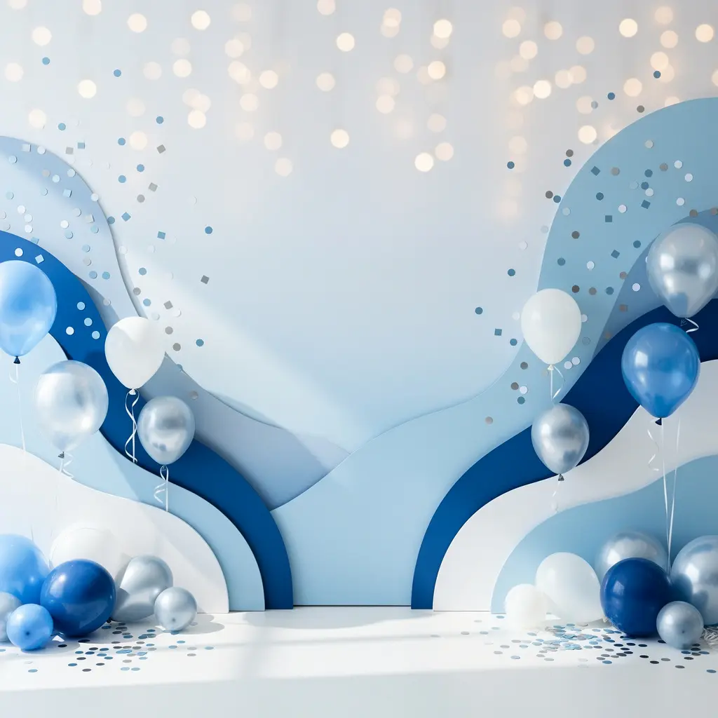 Elegant Blue and White Birthday Decoration
