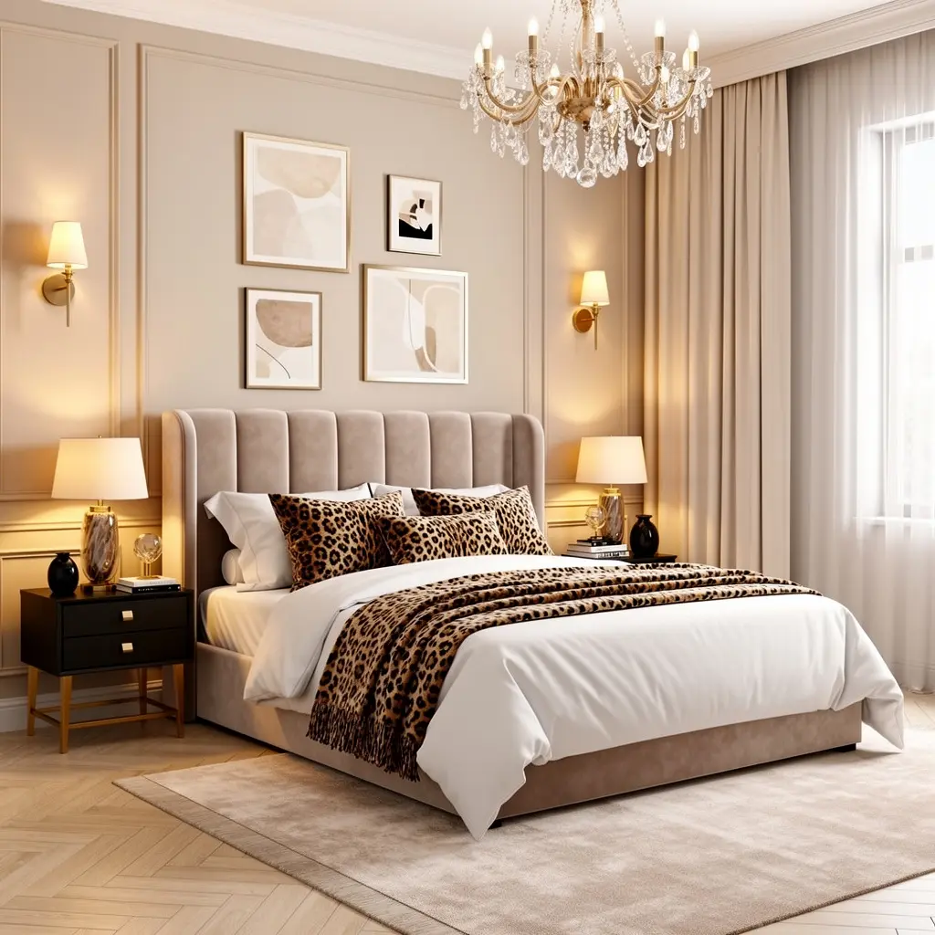 Luxury Leopard Glam Bedroom Decor