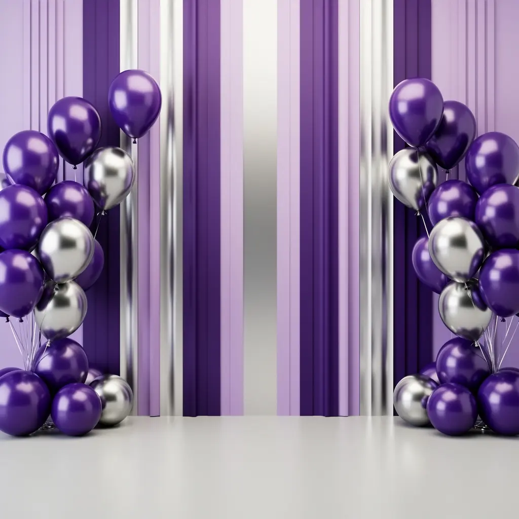 Purple and Silver Birthday Balloon Decoration