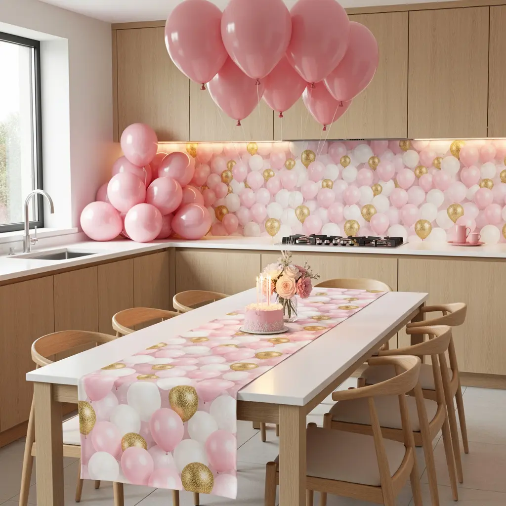 Pink Balloon Birthday Party Kitchen Decor