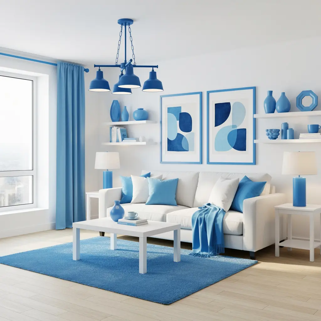 Sky Blue and White Apartment Decor