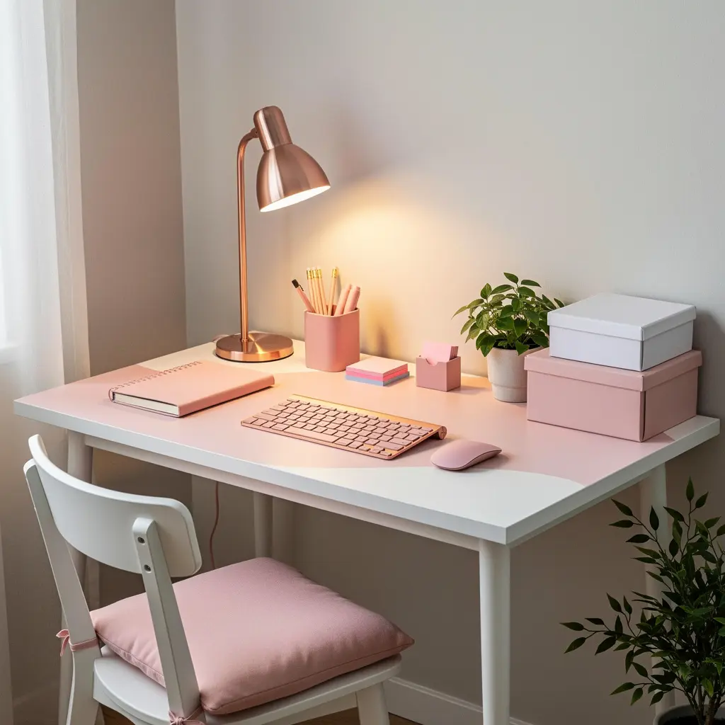 Blush Pink Aesthetic Study Corner