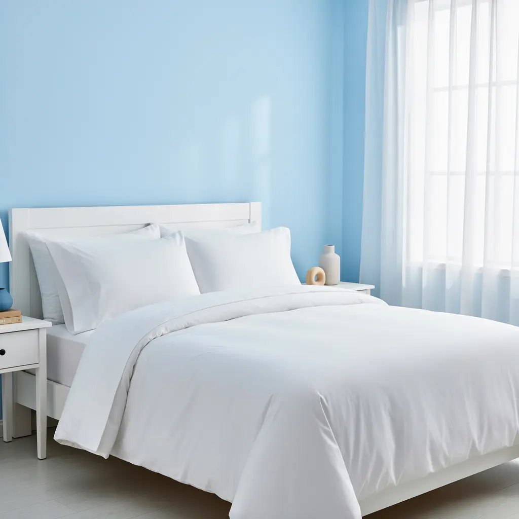 Sky Blue and White Bedroom