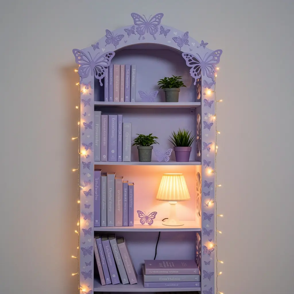 Cute Lavender Butterfly Bookshelf