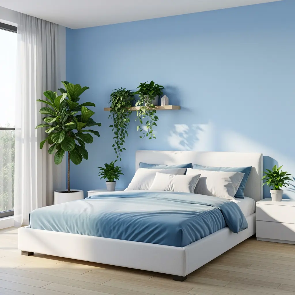 Sky Blue and White Bedroom