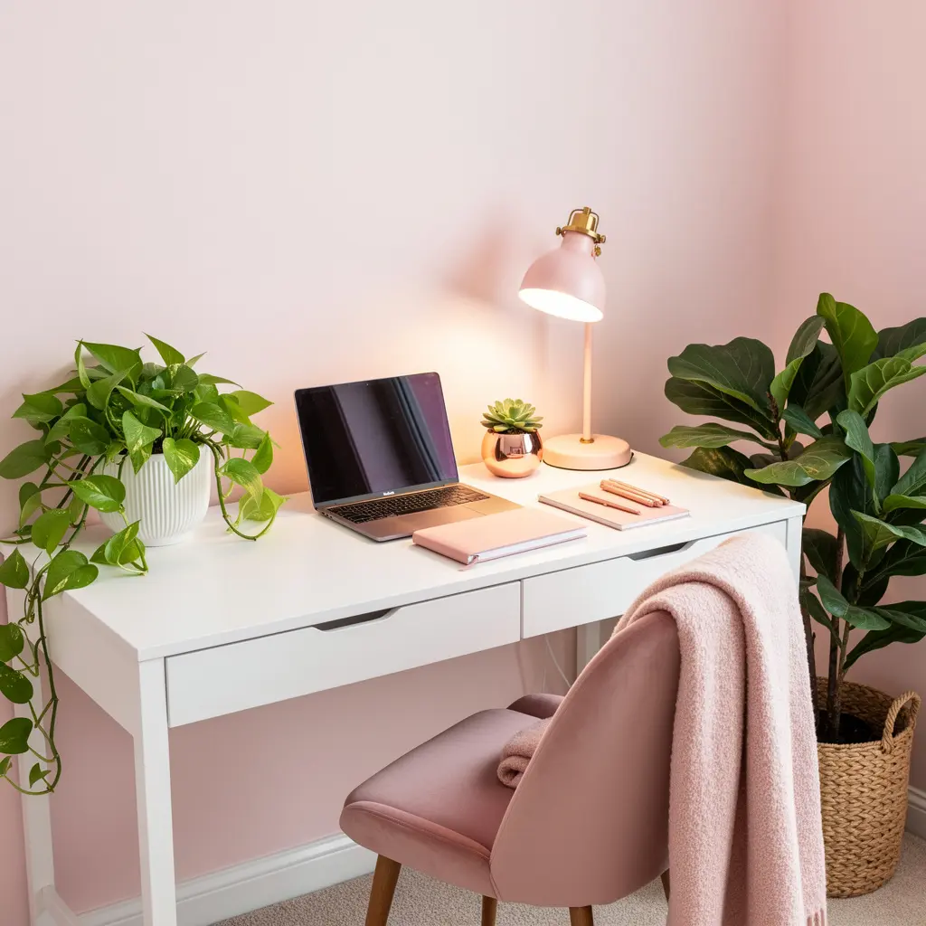 Blush Pink Aesthetic Study Corner