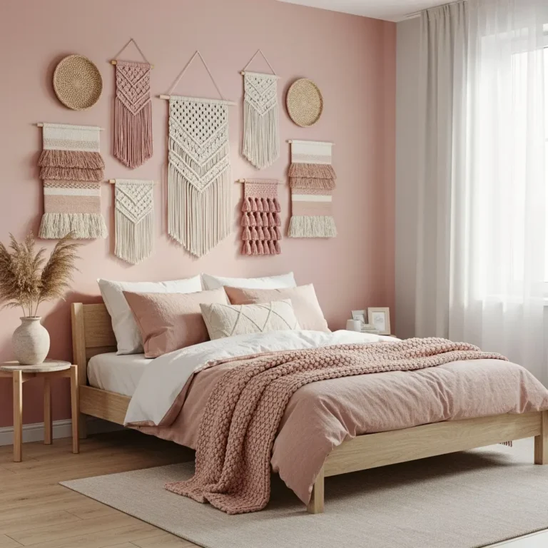 Blush Pink Bedroom Wall Decor