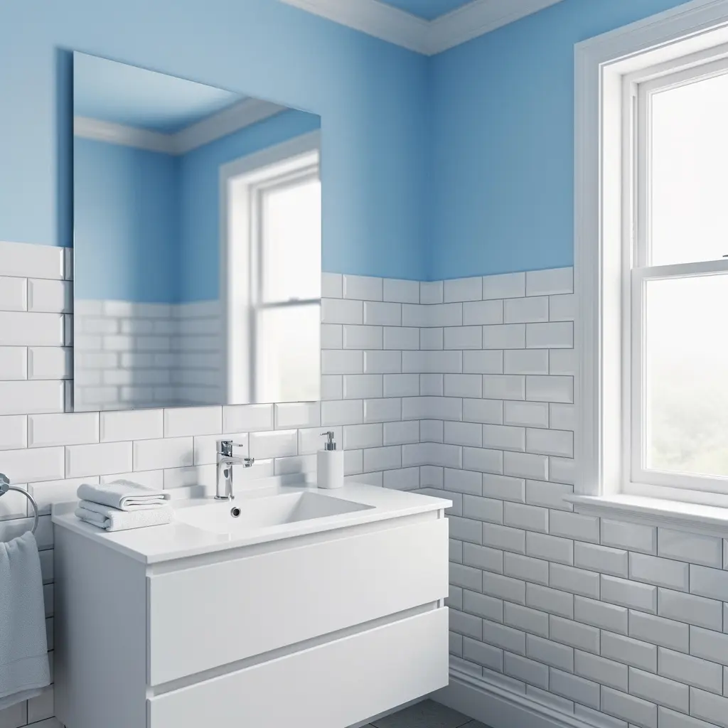 Sky Blue and White Bathroom