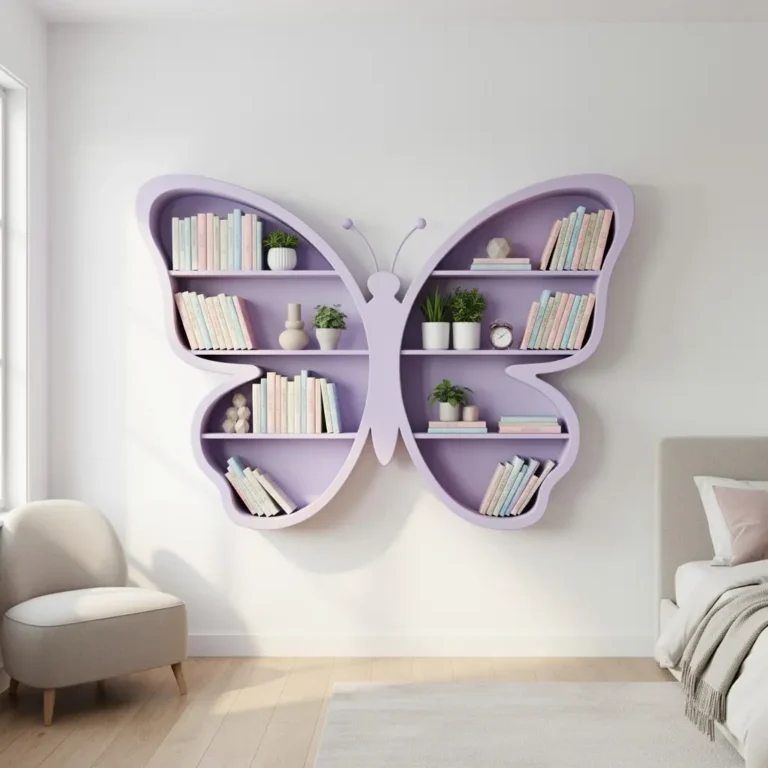 Cute Lavender Butterfly Bookshelf