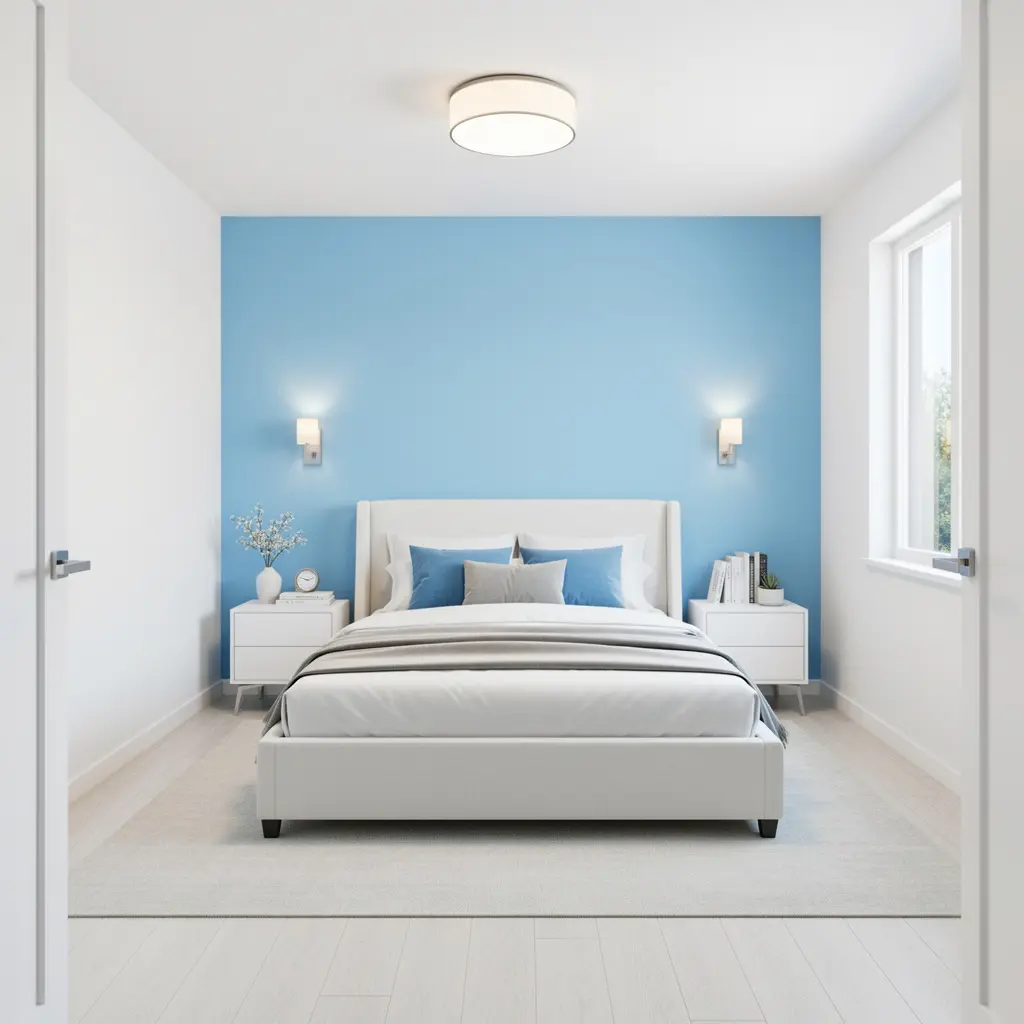 Sky Blue and White Bedroom