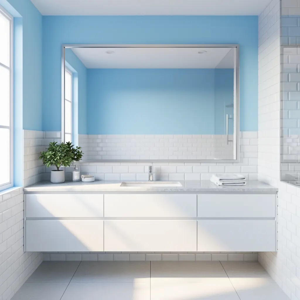Sky Blue and White Bathroom