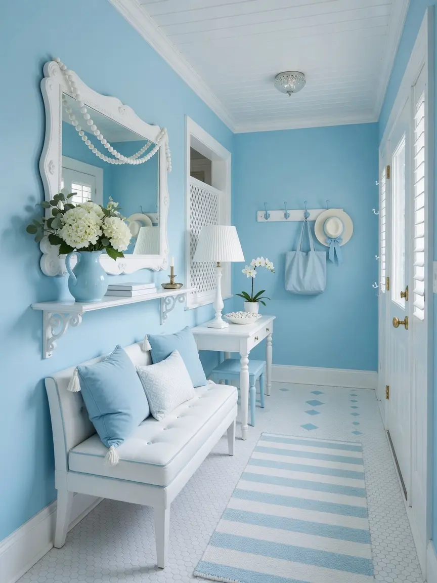 Sky Blue and White Entryway