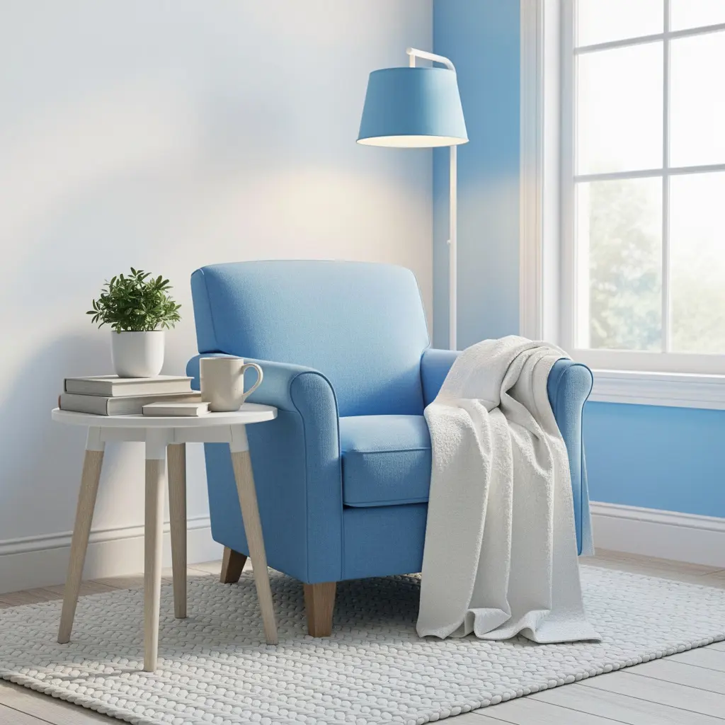 Sky Blue and White Reading Nook