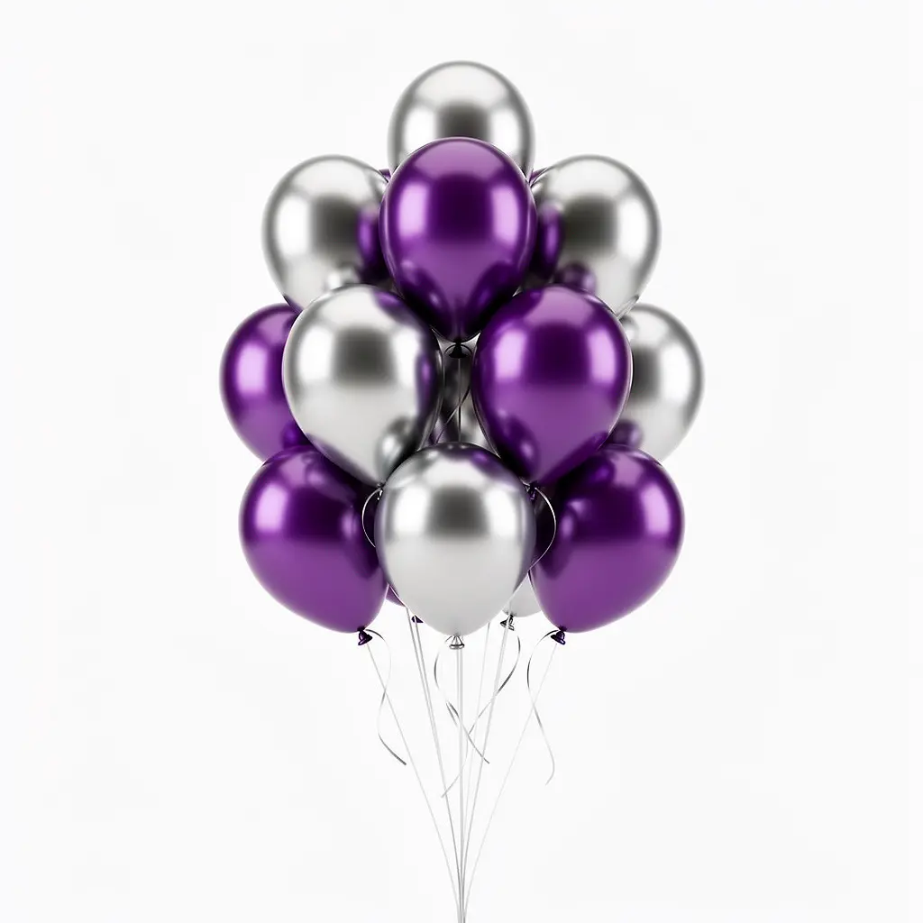 Purple and Silver Birthday Balloon Decoration