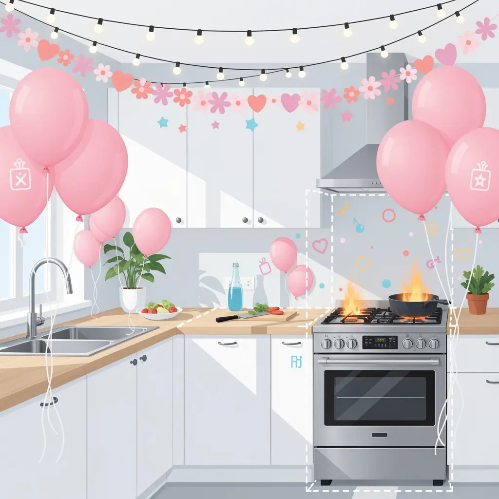 Pink Balloon Birthday Party Kitchen Decor