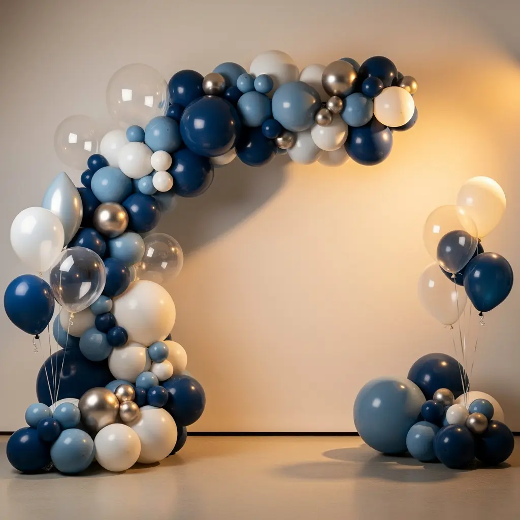 Elegant Blue and White Birthday Decoration