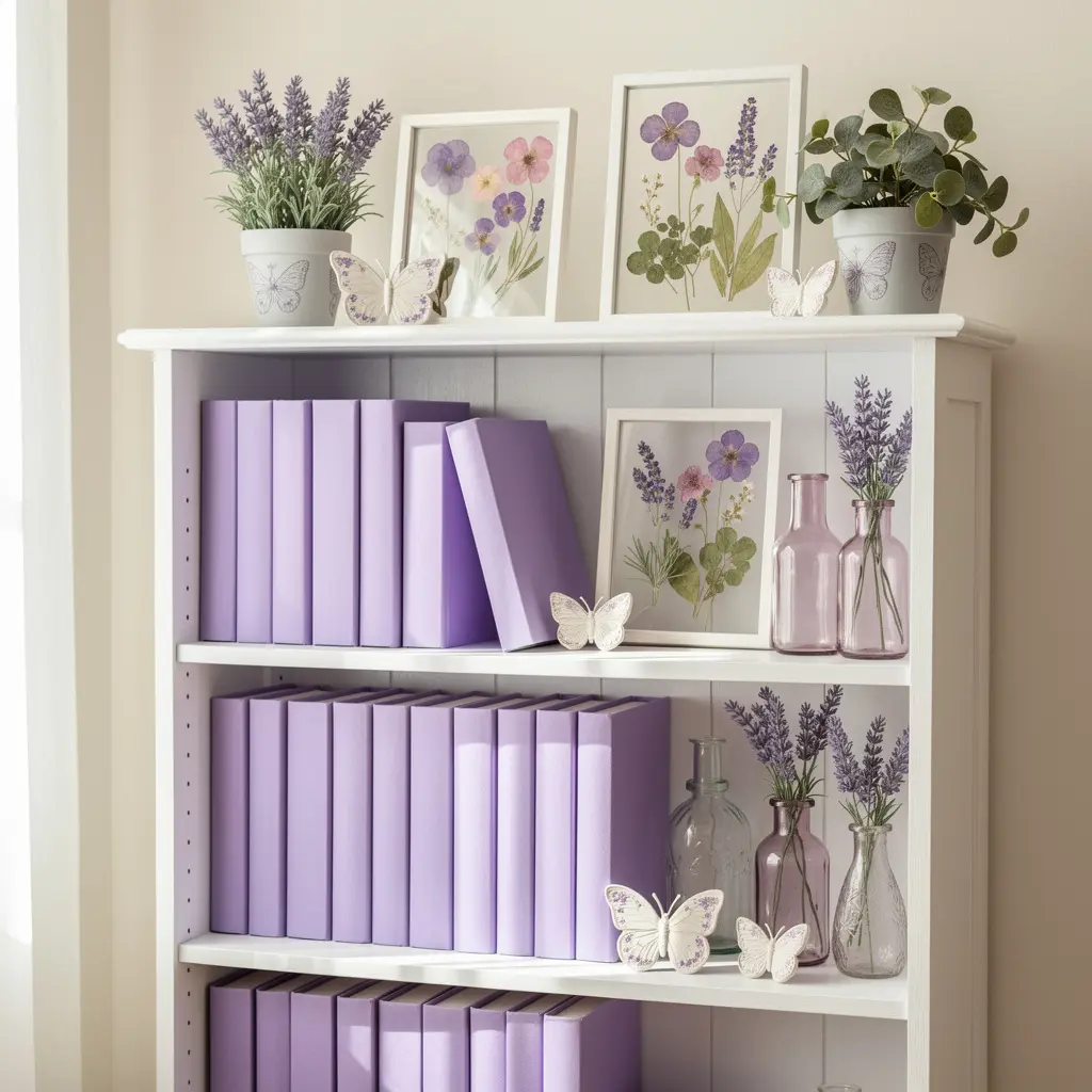 Cute Lavender Butterfly Bookshelf