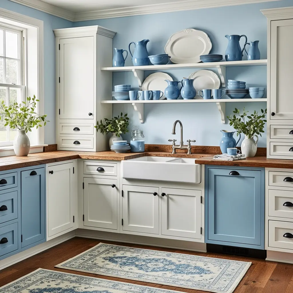 Sky Blue and White Farmhouse Decor