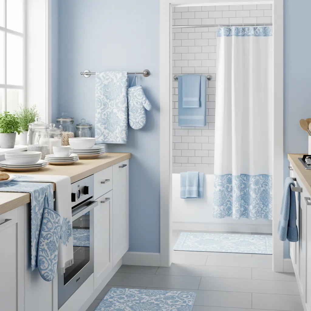 Sky Blue and White Apartment Decor