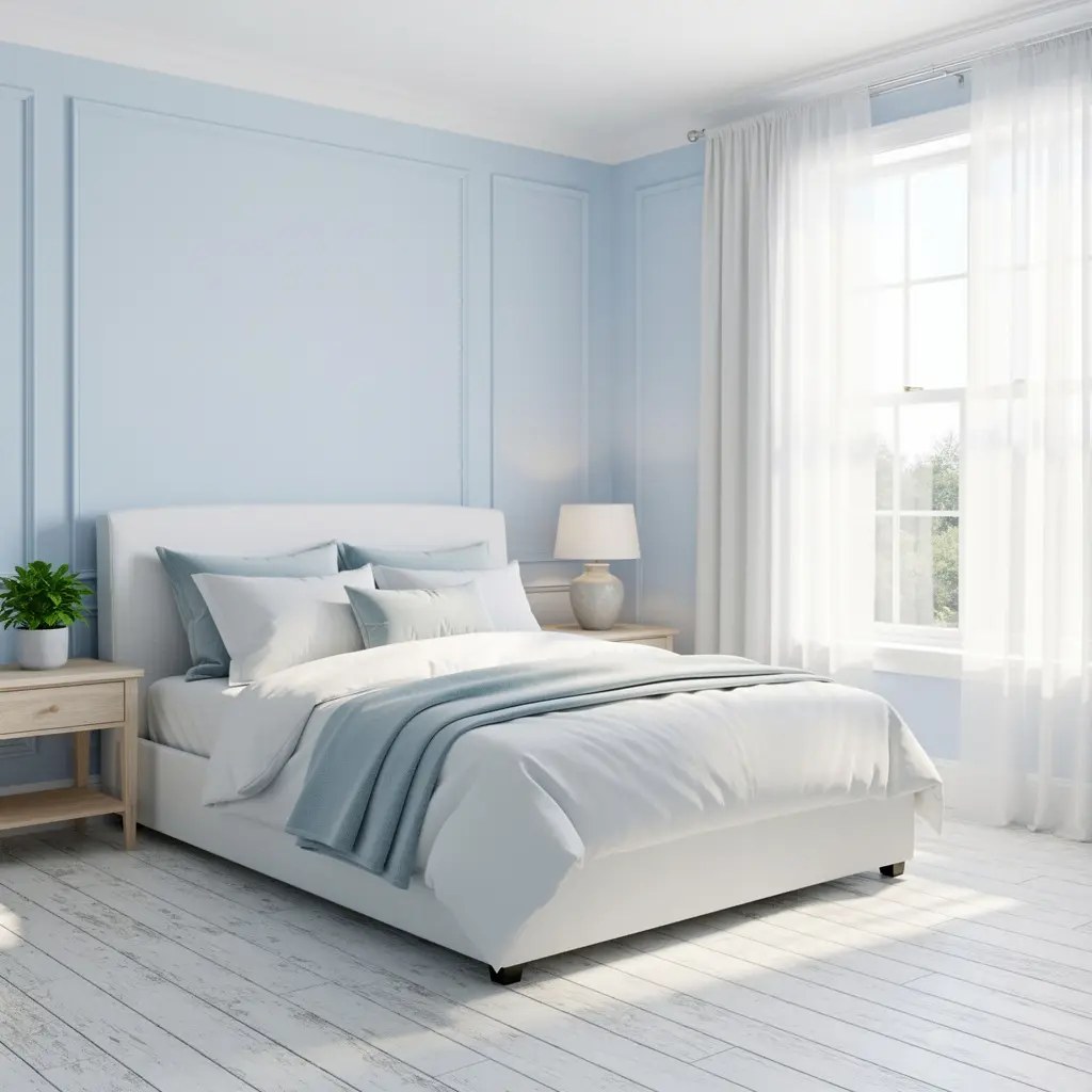 Sky Blue and White Bedroom