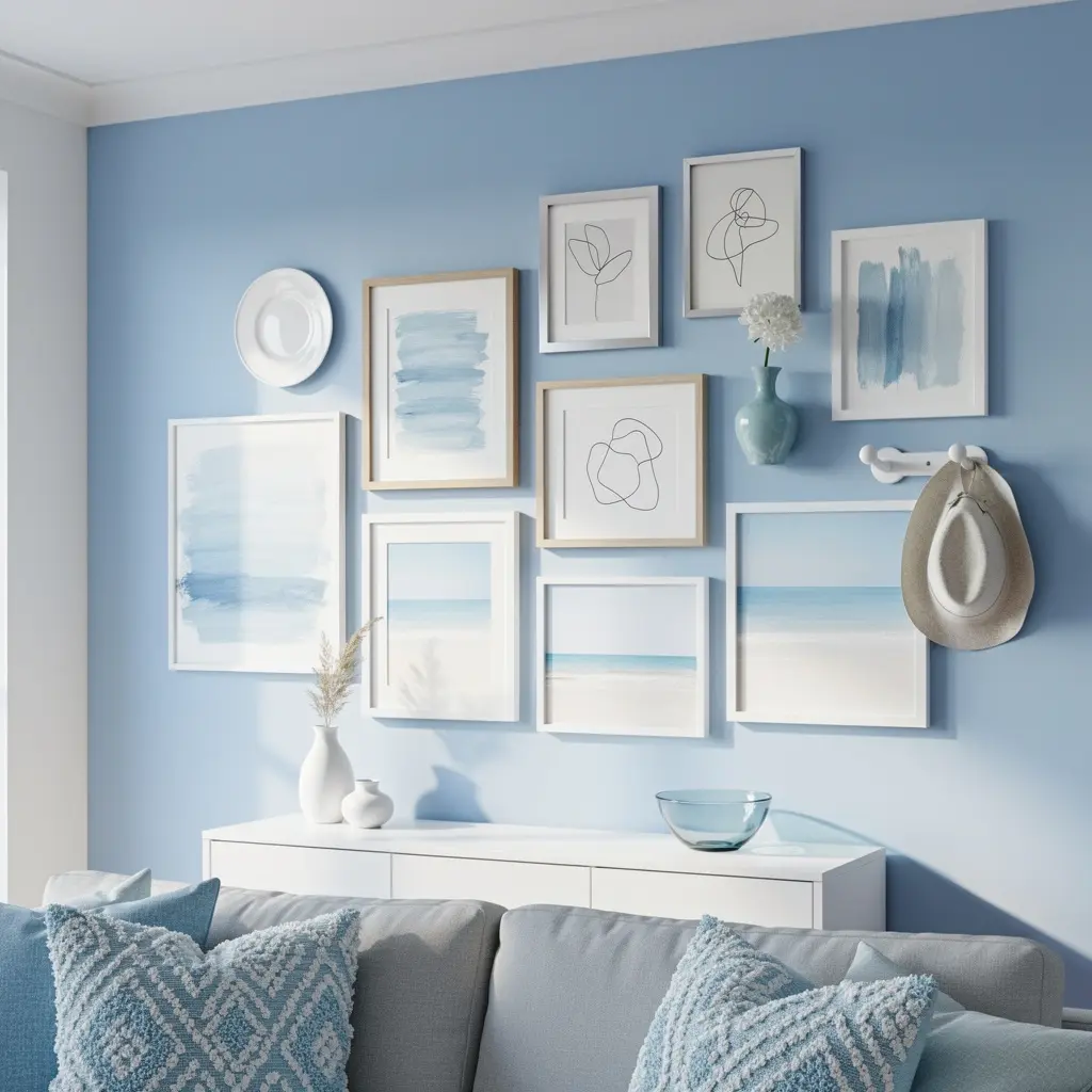 Sky Blue and White Wall Decor