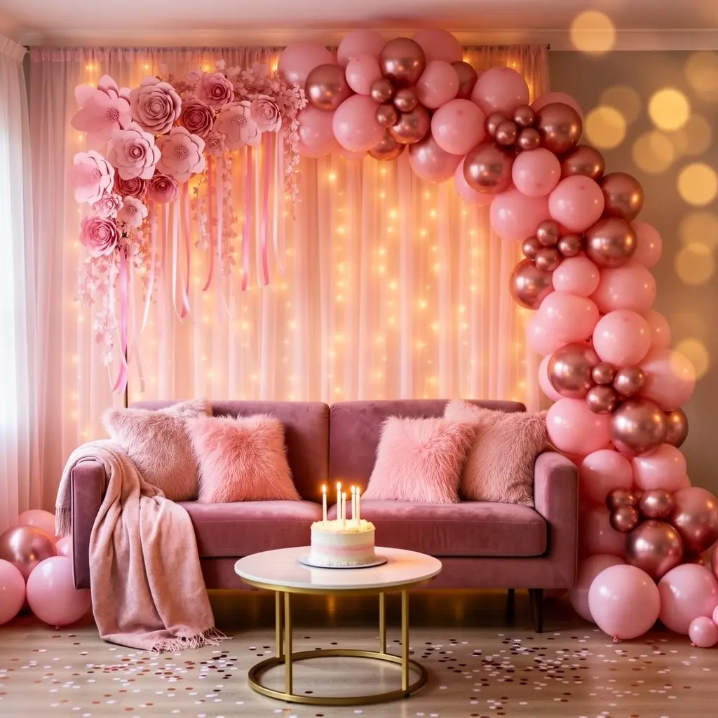 Romantic Pink Birthday Decoration at Home