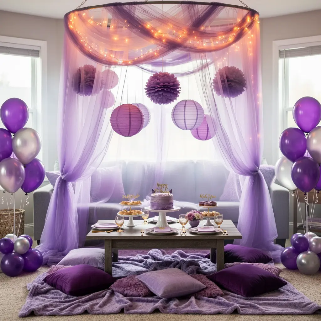 Dreamy Purple Birthday Setup at Home