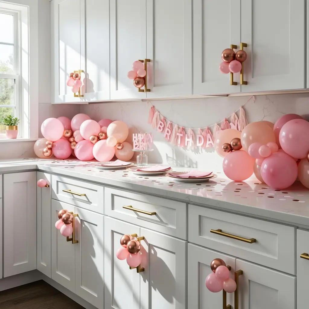 Pink Balloon Birthday Party Kitchen Decor