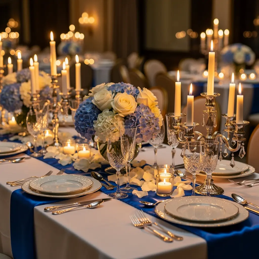 Elegant Blue and White Birthday Decoration