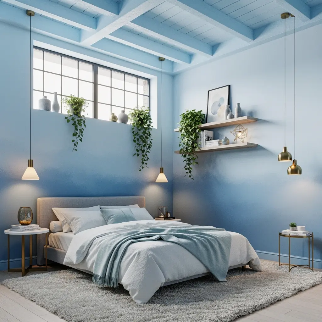 Dreamy Blue Loft Bedroom Aesthetic