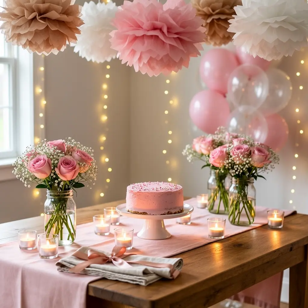 Romantic Pink Birthday Decoration at Home
